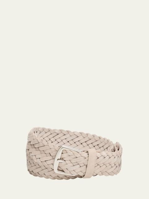 Loro Piana Men's Alsavel Braided Suede Belt