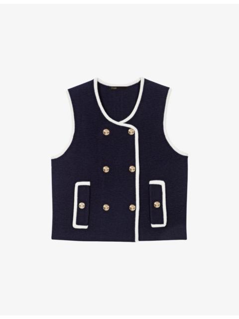 maje Sleeveless Double-Breasted Wool-Blend Top