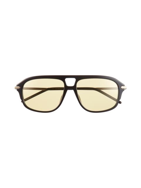 Givenchy Givenchy GV One 57mm Pilot Sunglasses in Shiny Black /Roviex at Nordstrom