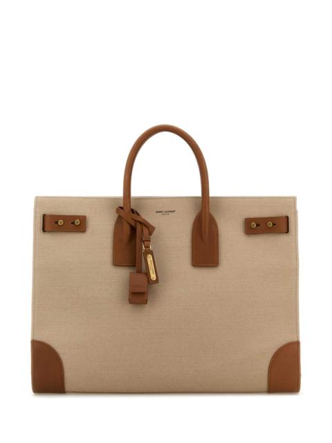 SAINT LAURENT Saint Laurent Men Two-Tone Canvas And Leather Large Sac De Jour Handbag