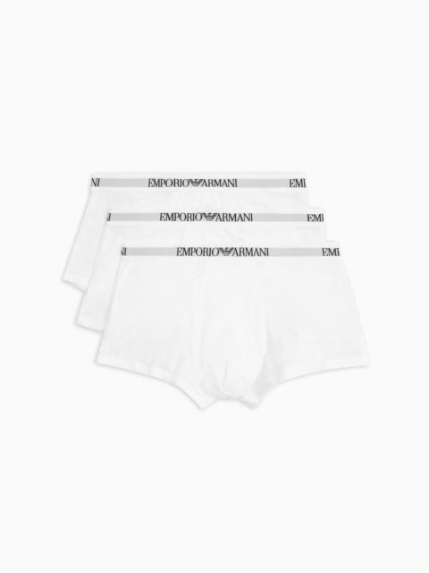 EMPORIO ARMANI Three-pack of pure cotton basic boxer briefs