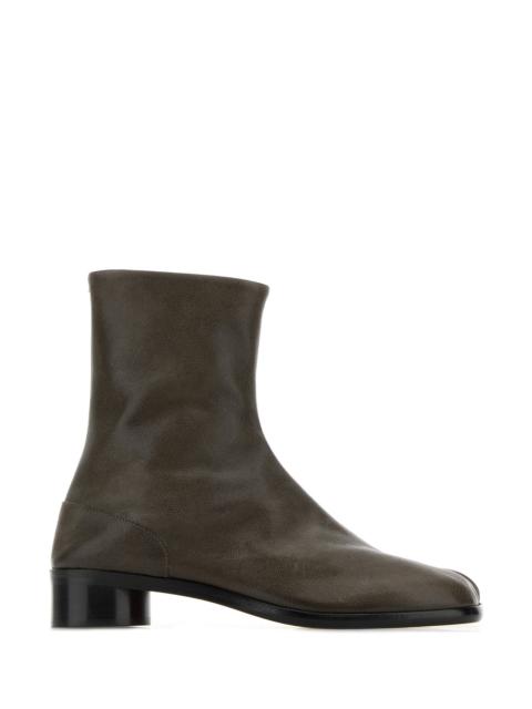 Maison Margiela Olive green leather Tabi ankle boots
