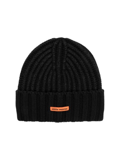 rib-knit wool beanie