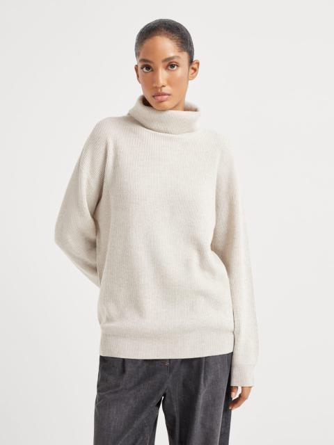 Brunello Cucinelli Cashmere English rib turtleneck sweater with monili