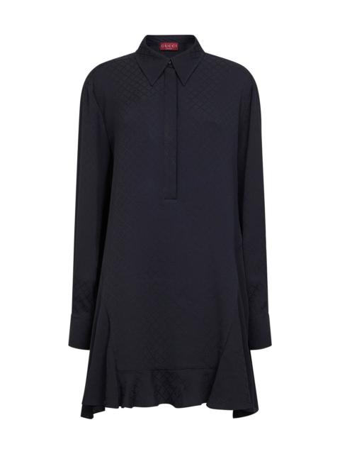 GUCCI Gucci Women Dark Blue Jacquard Silk Blend Mini Shirt Dress