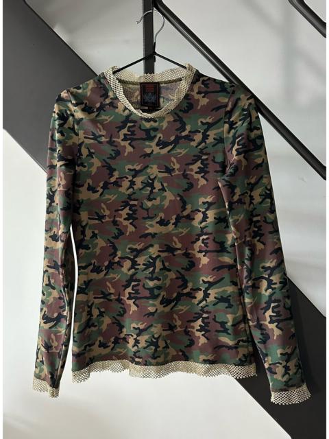 Jean Paul Gaultier Jean Paul Gaultier JPG Camo Long Sleeve Mesh Top