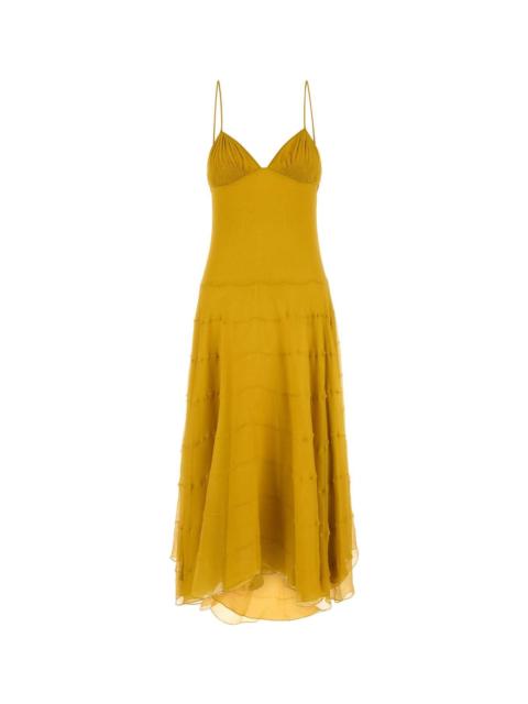 SAINT LAURENT Yellow Crepe Dress