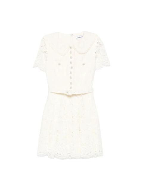 self-portrait Cream Floral Lace Mini Dress