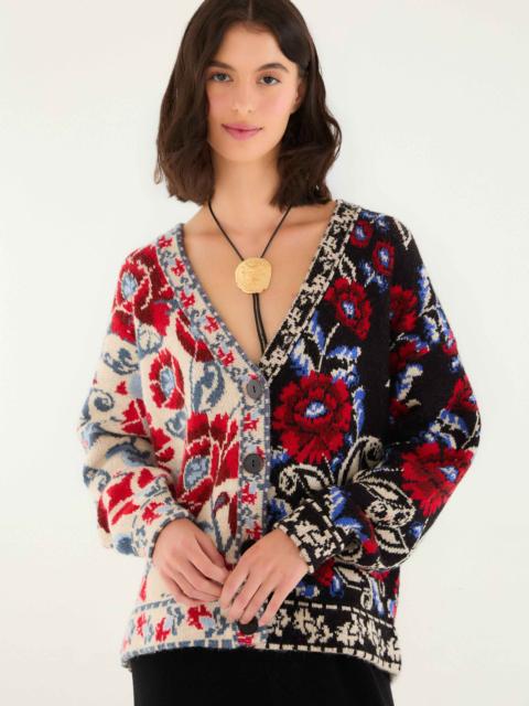 FARM RIO Black Mixed Valentina V Neck Knit Cardigan