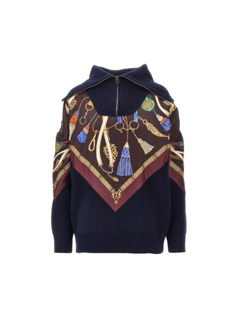Etro Etro Wool Cashmere Sweater with Silk Insert Blue