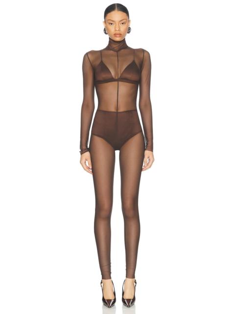 NORMA KAMALI Long Sleeve Slim Fit Turtleneck Catsuit