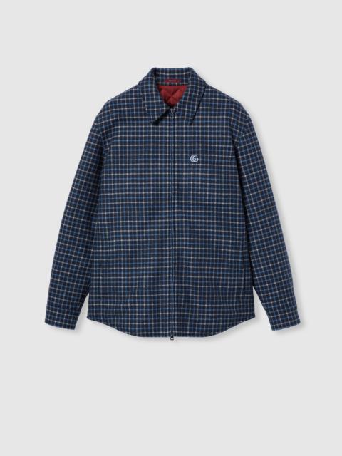 GUCCI Wool flannel zip jacket with embroidery