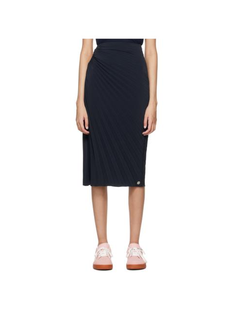 KENZO Navy Sun-Ray Pleats Midi Skirt