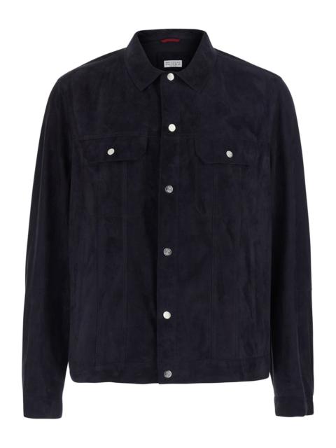 Brunello Cucinelli Brunello Cucinelli Men Brunello Cucinelli Men Blue Jacket With Classic Collar And Front Pockets In S