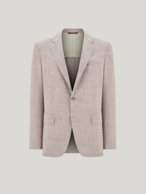 Canali BEIGE WOOL, SILK AND LINEN REGULAR-FIT JACKET