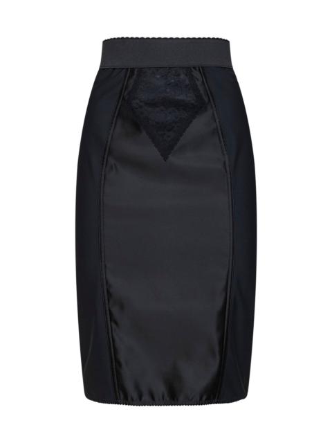 Dolce & Gabbana Dolce & Gabbana Women Black Satin And Lace Pencil Midi Skirt