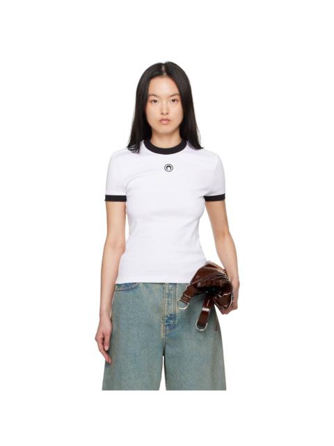 Marine Serre White Moon Logo Jersey Fitted T-Shirt