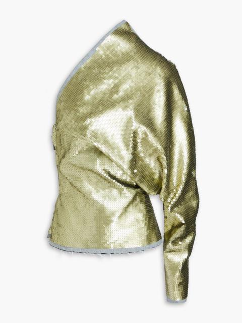 Rick Owens Luxor one-sleeve sequined denim top