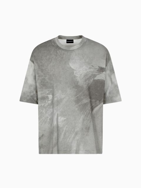 EMPORIO ARMANI ASV PRINTED-JERSEY T-SHIRT WITH OVERSIZED EAGLE