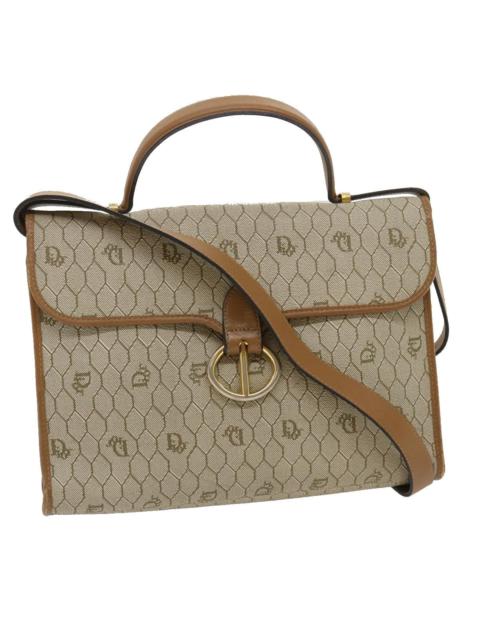 Dior DIOR Honeycomb Canvas Hand Bag Leather Beige