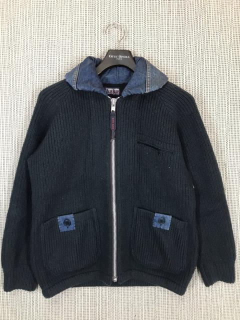 Other Designers Japan Blue - BLUE BLUE WOOL JACKET WIDE COLLAR INSPIRED KAPITAL BY SEILIN