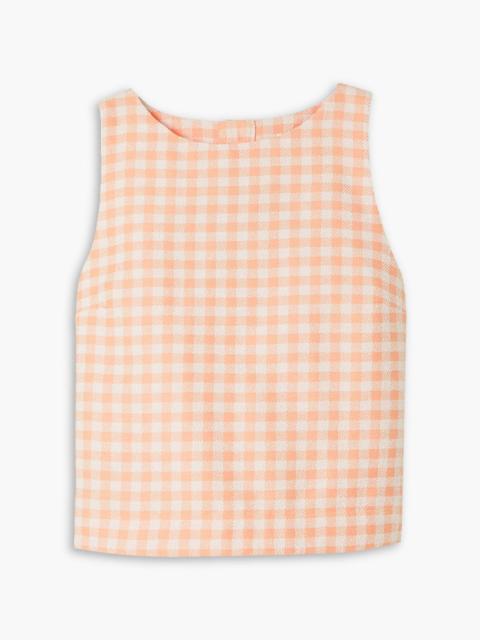 Other Designers Cropped gingham cotton-blend bouclé top