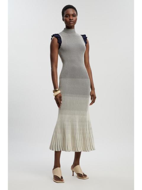 KAREN MILLEN Petite Pointelle Frill Sleeve Knit Midi Dress