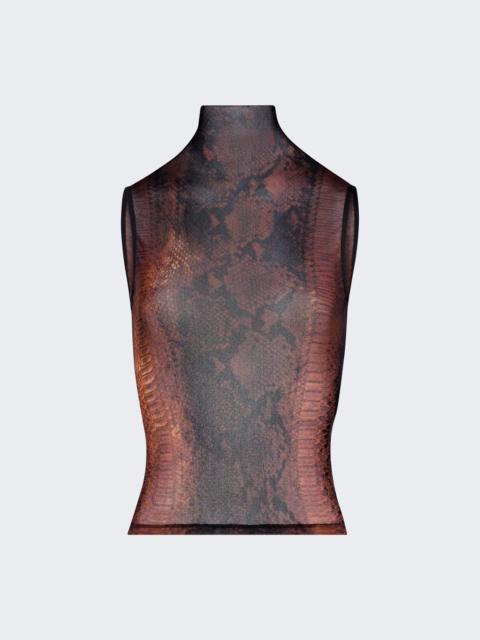 Jean Paul Gaultier Mesh High Neck Tank Top Python Print