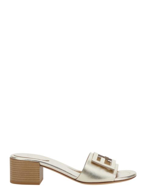 FENDI Fendi Women Women's Leather Metallic 'Slide Laminated' Sandals