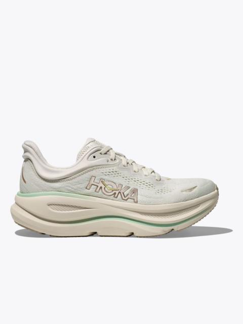 HOKA Women's Bondi 9 Shoes in Truffle Salt/Sea Glass