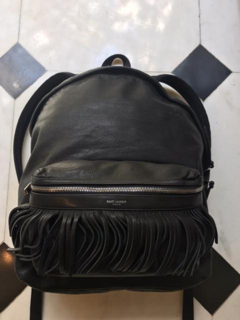 SAINT LAURENT Rare SS16 Leather Fringe Backpack in Black