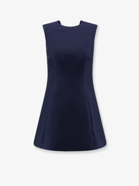 BALENCIAGA Balenciaga A-Line Merino Wool Silk Blend Dress Blue