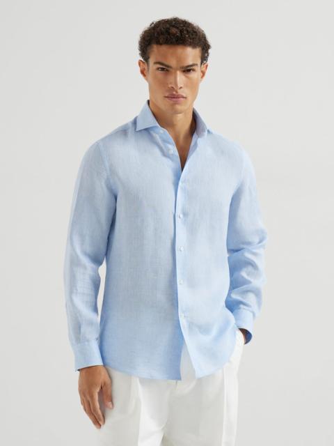 Brunello Cucinelli Linen easy fit shirt with spread collar