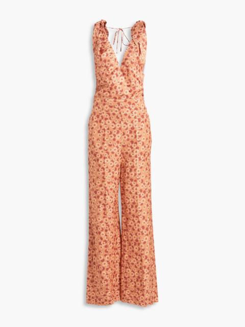 Sandro Cutout printed twill jumpsuit