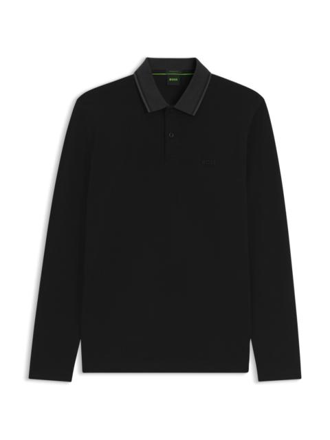 BOSS COTTON-PIQUÉ POLO SHIRT WITH MOULINÉ COLLAR