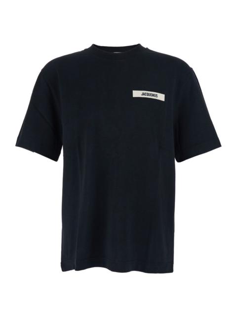 JACQUEMUS Jacquemus Men 'Le T-Shirt Gros Grain' Black T-Shirt With Logo Patch On The Front In Cotton Man