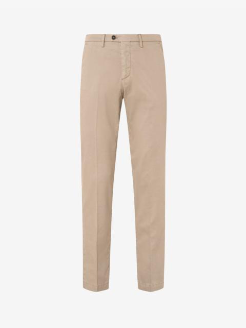 CORNELIANI Beige garment-dyed gabardine trousers