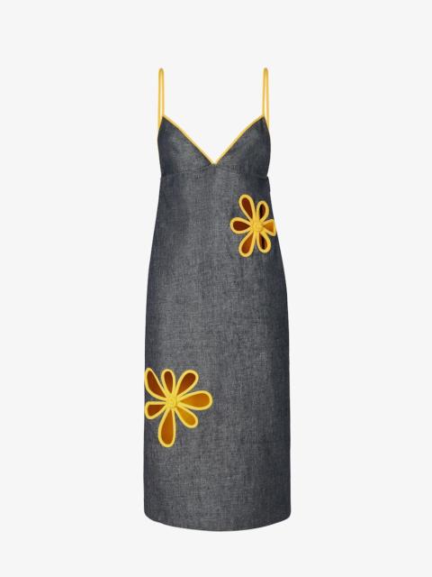FENDI Dress Blue and yellow double denim dress