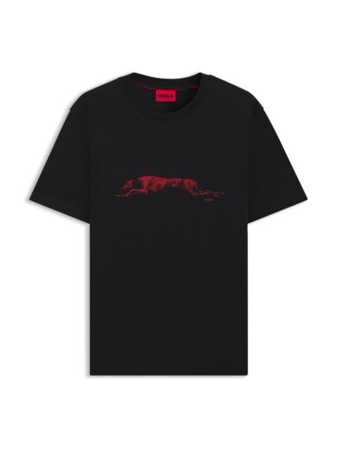 HUGO COTTON-JERSEY T-SHIRT WITH DOG ARTWORK