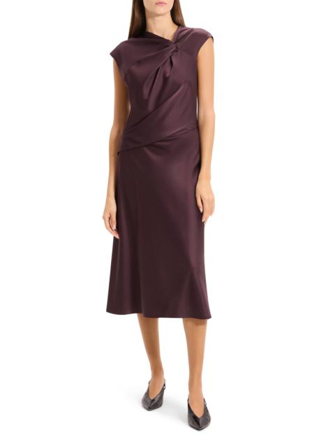 Theory Theory Twist Bodice Satin Midi Dress in Deep Plum at Nordstrom