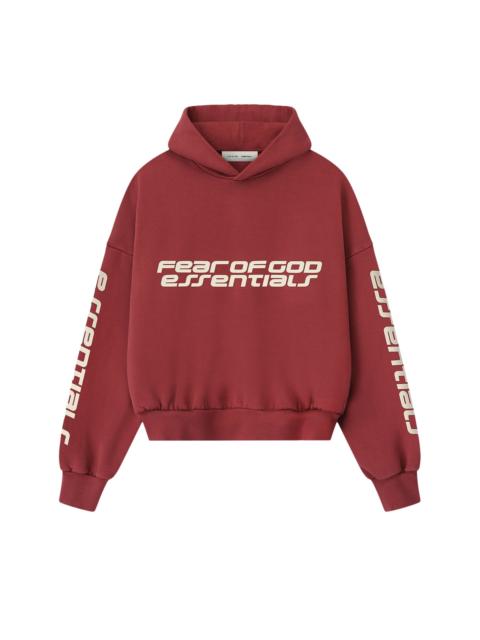 ESSENTIALS Fear of God Essentials Cropped Relaxed Hoodie 'Crimson'