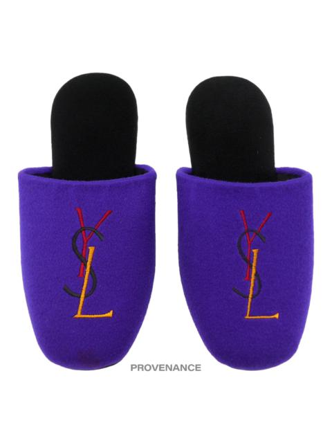 Yves Saint Laurent YSL Velour Logo Slipper - Purple