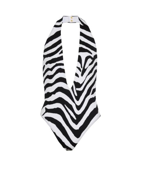 Balmain Zebra one-piece swimsuit