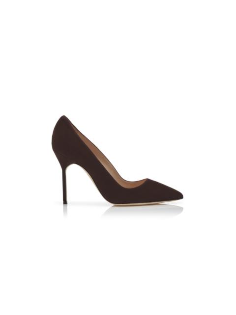 Manolo Blahnik Chocolate Brown Suede Pointed Toe Pumps