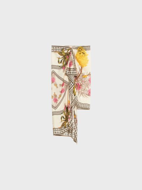 Blumarine ASYMMETRICAL TWILL SARONG SKIRT WITH FOULARD PRINT