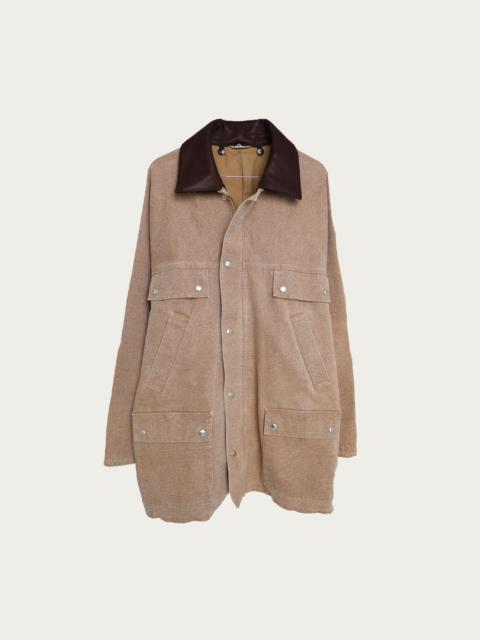 Washed Organic Canvas Hunting Blouson - Light Brown