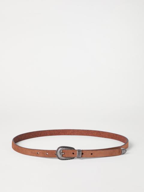 Brunello Cucinelli Reversed leather belt with tip