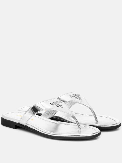 Prada Metallic leather sandals