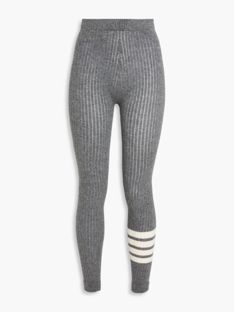 Thom Browne Striped ribbed wool-blend leggings