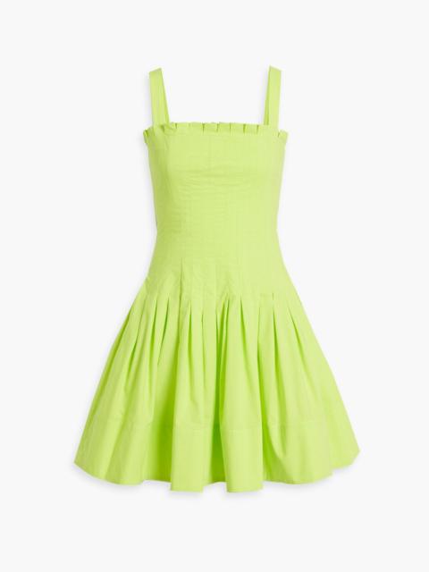 Oscar de la Renta Pleated cotton-blend poplin mini dress